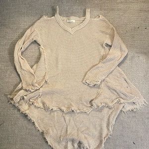 Cut out shoulders, cream sweater